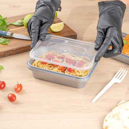 Futura 24 oz Silver Plastic Tamper-Evident Container - with Clear Lid, Microwavable - 7" x 4 3/4" x 1 3/4" - 100 count box