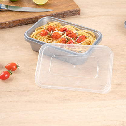 Futura 24 oz Silver Plastic Tamper-Evident Container - with Clear Lid, Microwavable - 7" x 4 3/4" x 1 3/4" - 100 count box