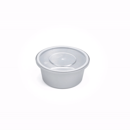 Futura 8 oz Silver Plastic Tamper-Evident Bowl - with Clear Lid, Microwavable - 4 1/4" x 3 1/4" x 1 3/4" - 100 count box