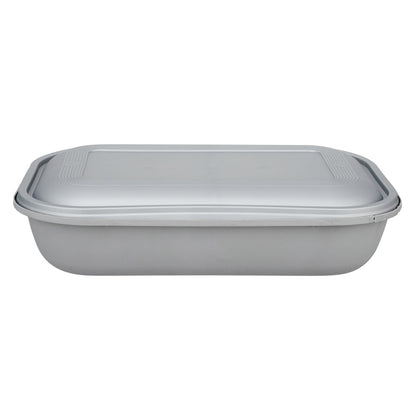 Futura 34 oz Matte Gray Plastic Tamper-Evident Take Out Container - with Lid, Microwavable - 8 3/4" x 6" x 2 1/4" - 100 count box