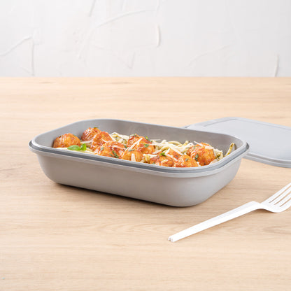 Futura 34 oz Matte Gray Plastic Tamper-Evident Take Out Container - with Lid, Microwavable - 8 3/4" x 6" x 2 1/4" - 100 count box