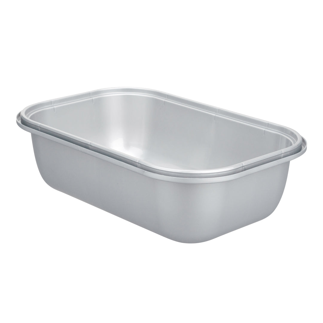 Futura 46 oz Matte Gray Plastic Tamper-Evident Container - with Lid, Microwavable, Inserts Available - 8 3/4" x 6" x 3" - 100 count box
