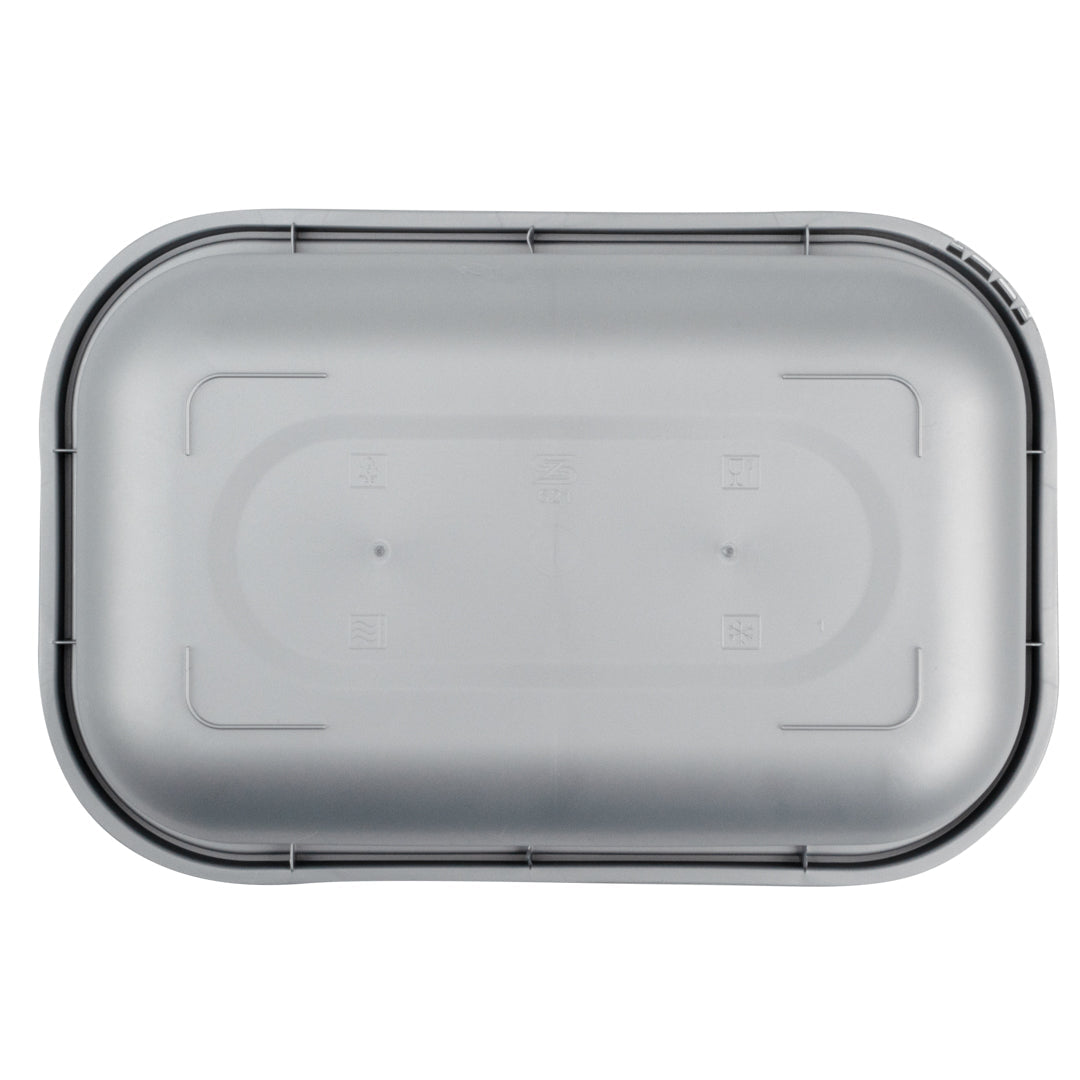 Futura 46 oz Matte Gray Plastic Tamper-Evident Container - with Lid, Microwavable, Inserts Available - 8 3/4" x 6" x 3" - 100 count box