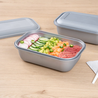 Futura 46 oz Matte Gray Plastic Tamper-Evident Container - with Lid, Microwavable, Inserts Available - 8 3/4" x 6" x 3" - 100 count box