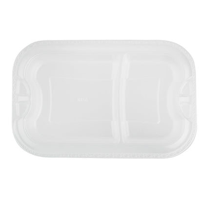 Futura 17 oz Clear Plastic 2-Compartment Insert Tray - Fits 46 oz Container, Microwavable - 100 count box