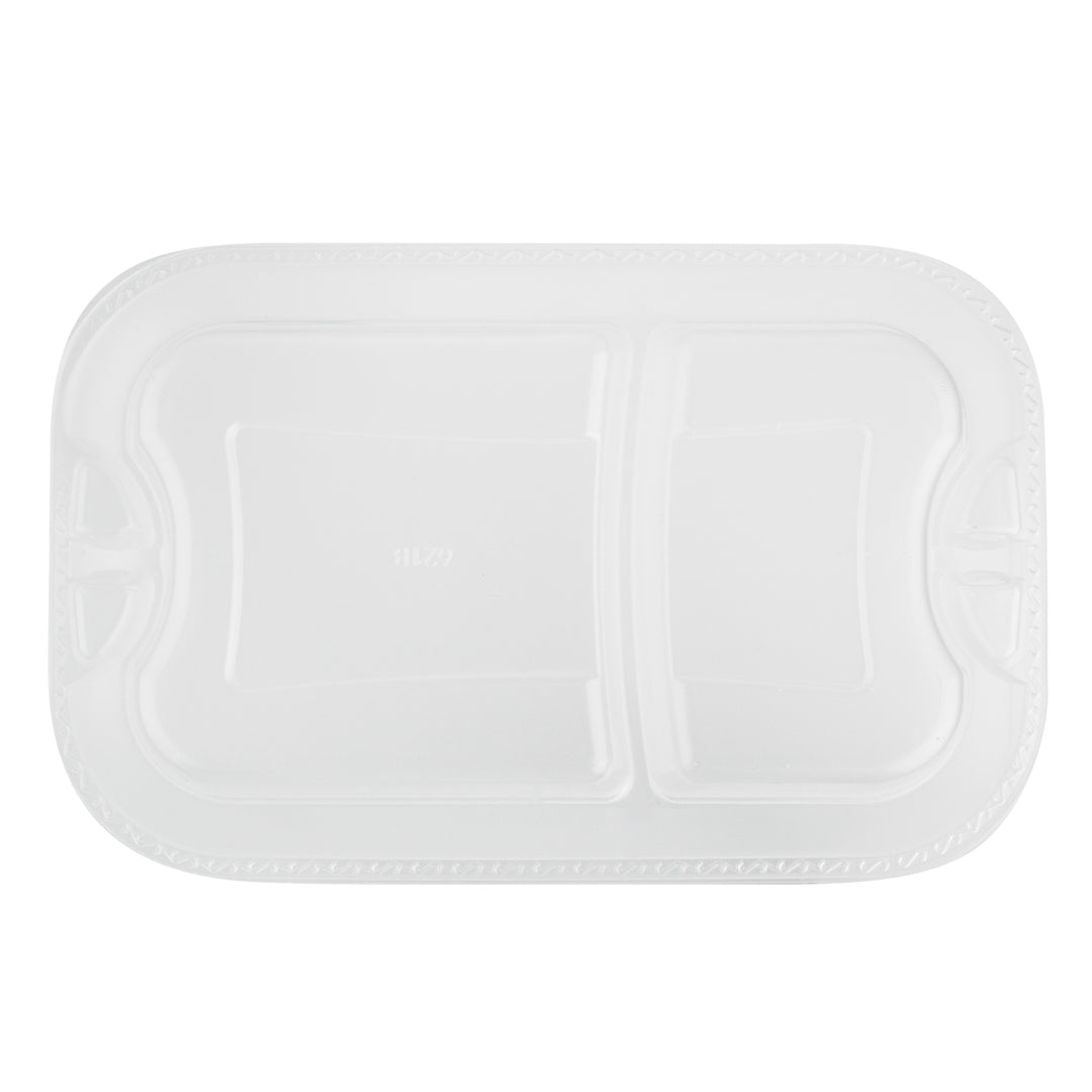 Futura 17 oz Clear Plastic 2-Compartment Insert Tray - Fits 46 oz Container, Microwavable - 100 count box