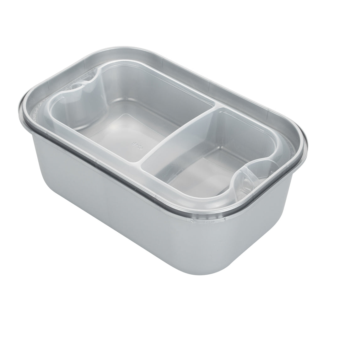 Futura 17 oz Clear Plastic 2-Compartment Insert Tray - Fits 46 oz Container, Microwavable - 100 count box