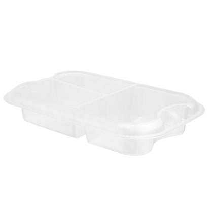 Futura 17 oz Clear Plastic 3-Compartment Insert Tray - Fits 46 oz Container, Microwavable - 100 count box