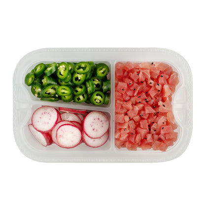 Futura 17 oz Clear Plastic 3-Compartment Insert Tray - Fits 46 oz Container, Microwavable - 100 count box