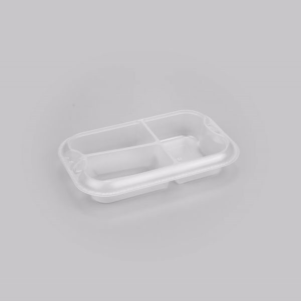 Futura 17 oz Clear Plastic 3-Compartment Insert Tray - Fits 46 oz Container, Microwavable - 100 count box