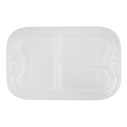 Futura 17 oz Clear Plastic 3-Compartment Insert Tray - Fits 46 oz Container, Microwavable - 100 count box