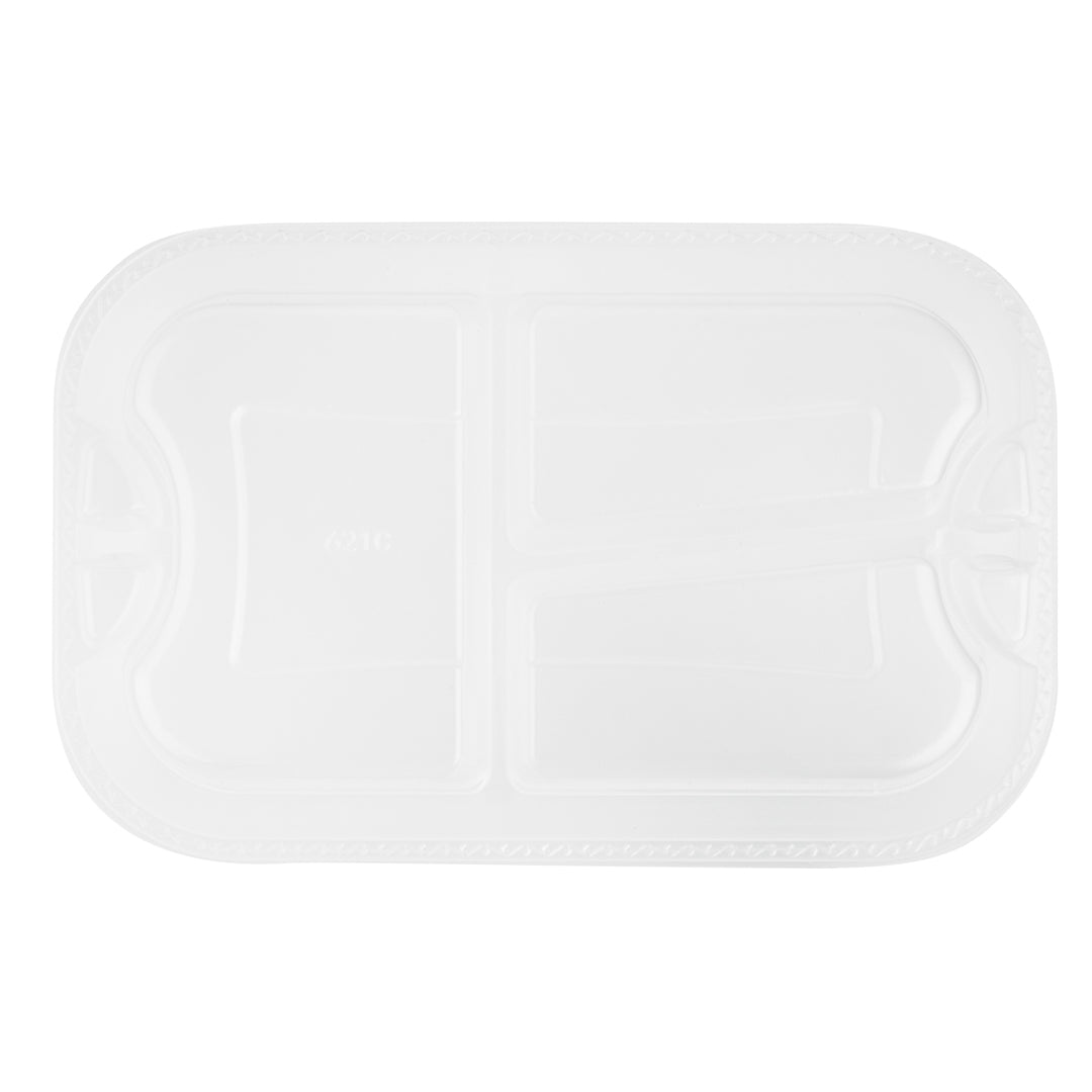 Futura 17 oz Clear Plastic 3-Compartment Insert Tray - Fits 46 oz Container, Microwavable - 100 count box
