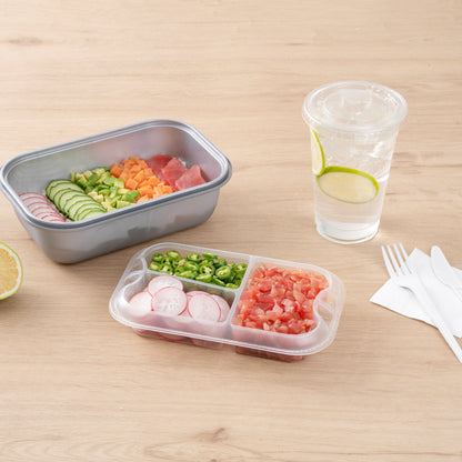 Futura 17 oz Clear Plastic 3-Compartment Insert Tray - Fits 46 oz Container, Microwavable - 100 count box