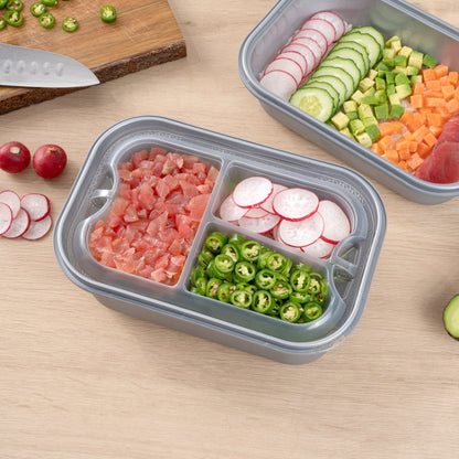 Futura 17 oz Clear Plastic 3-Compartment Insert Tray - Fits 46 oz Container, Microwavable - 100 count box