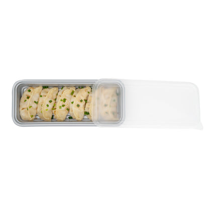 Futura 20 oz Silver Plastic Catering Container - with Clear Lid, Microwavable - 8 3/4" x 3 3/4" x 1 3/4" - 100 count box