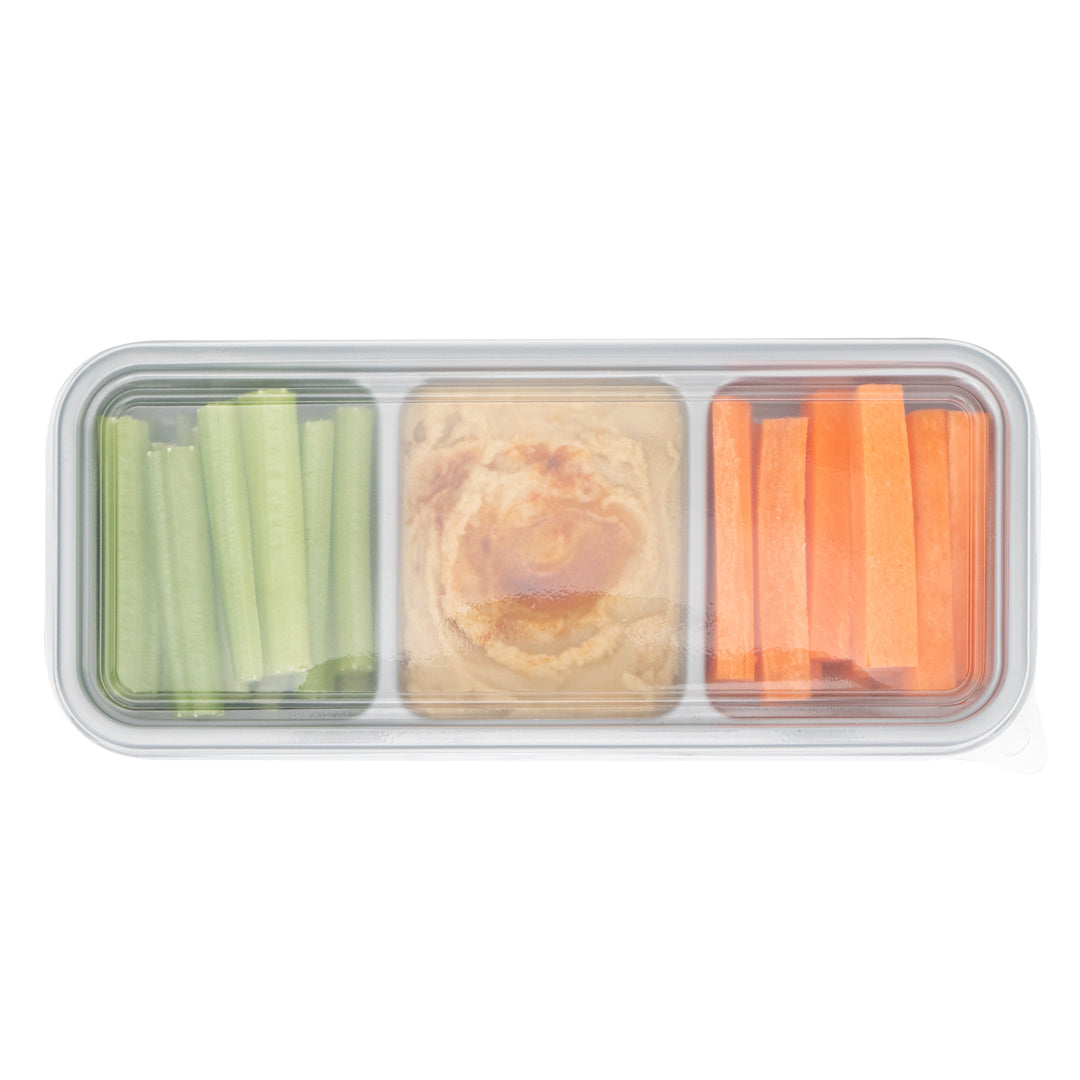Futura 20 oz Silver Plastic 3-Compartment Catering Container - with Clear Lid, Microwavable - 8 3/4" x 3 3/4" x 1 3/4" - 100 count box