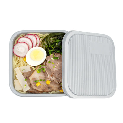Futura 34 oz Silver Plastic Take Out Bowl - with Lid, Microwavable, Inserts Available - 6" x 6" x 3 1/4" - 100 count box