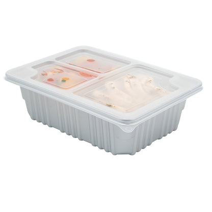 Futura 14 oz Clear Plastic 2-Compartment Insert Tray - Fits 34 oz Box, Microwavable - 100 count box