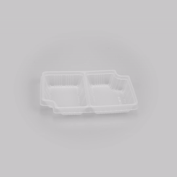 Futura 14 oz Clear Plastic 2-Compartment Insert Tray - Fits 34 oz Box, Microwavable - 100 count box