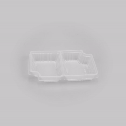 Futura 14 oz Clear Plastic 2-Compartment Insert Tray - Fits 34 oz Box, Microwavable - 100 count box