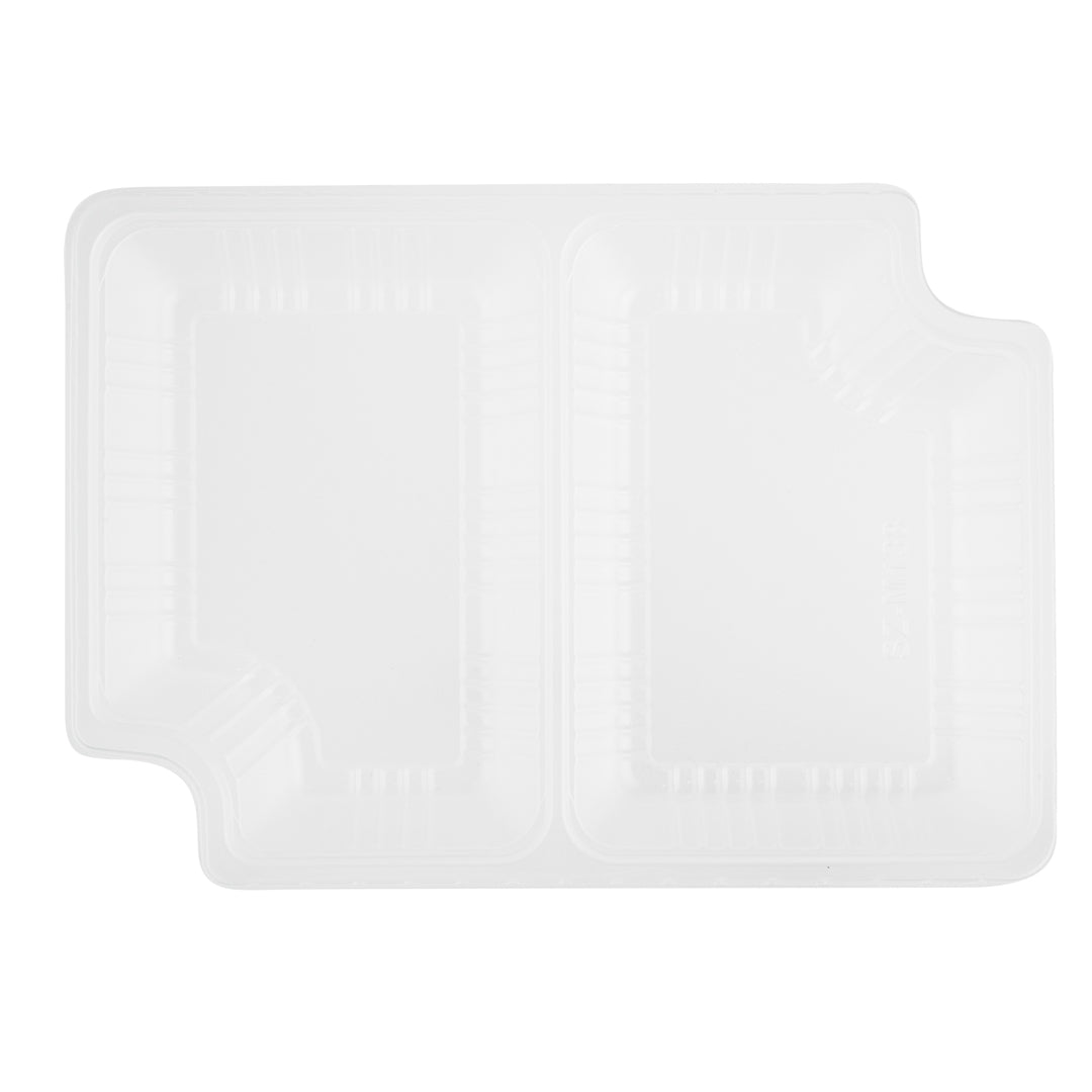 Futura 14 oz Clear Plastic 2-Compartment Insert Tray - Fits 34 oz Box, Microwavable - 100 count box