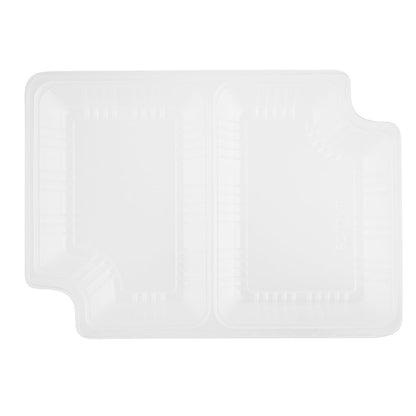 Futura 14 oz Clear Plastic 2-Compartment Insert Tray - Fits 34 oz Box, Microwavable - 100 count box
