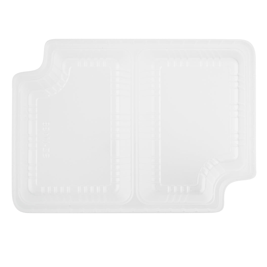 Futura 14 oz Clear Plastic 2-Compartment Insert Tray - Fits 34 oz Box, Microwavable - 100 count box
