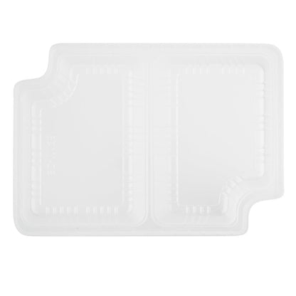 Futura 14 oz Clear Plastic 2-Compartment Insert Tray - Fits 34 oz Box, Microwavable - 100 count box