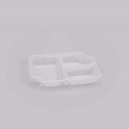 Futura 14 oz Clear Plastic 3-Compartment Insert Tray - Fits 34 oz Box, Microwavable - 100 count box