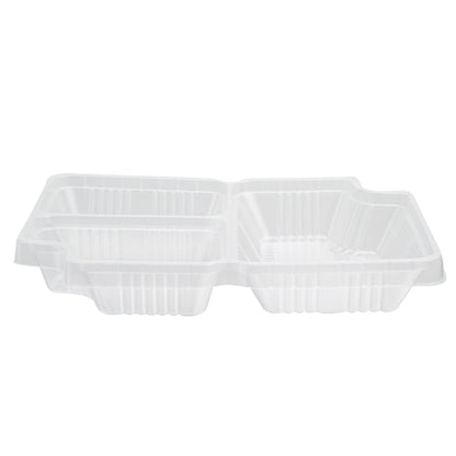 Futura 14 oz Clear Plastic 3-Compartment Insert Tray - Fits 34 oz Box, Microwavable - 100 count box