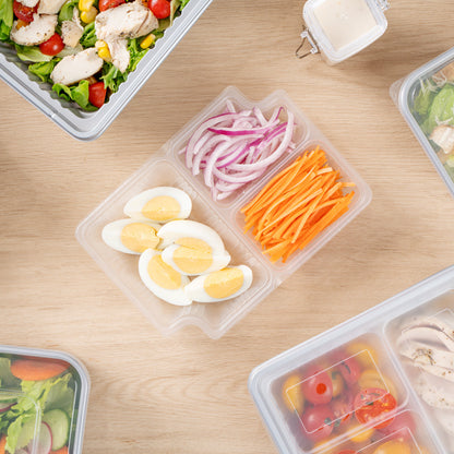 Futura 14 oz Clear Plastic 3-Compartment Insert Tray - Fits 34 oz Box, Microwavable - 100 count box