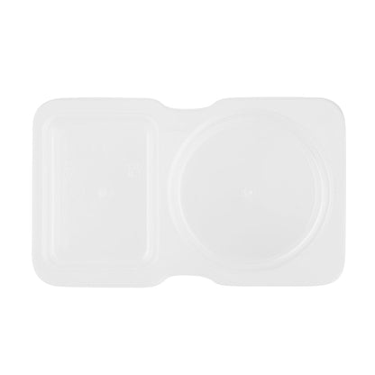 Futura 5 oz Clear Plastic Sauce Container - with Hinged Lid, 2-Compartment, Microwavable - 4" x 3 1/4" x 1" - 100 count box