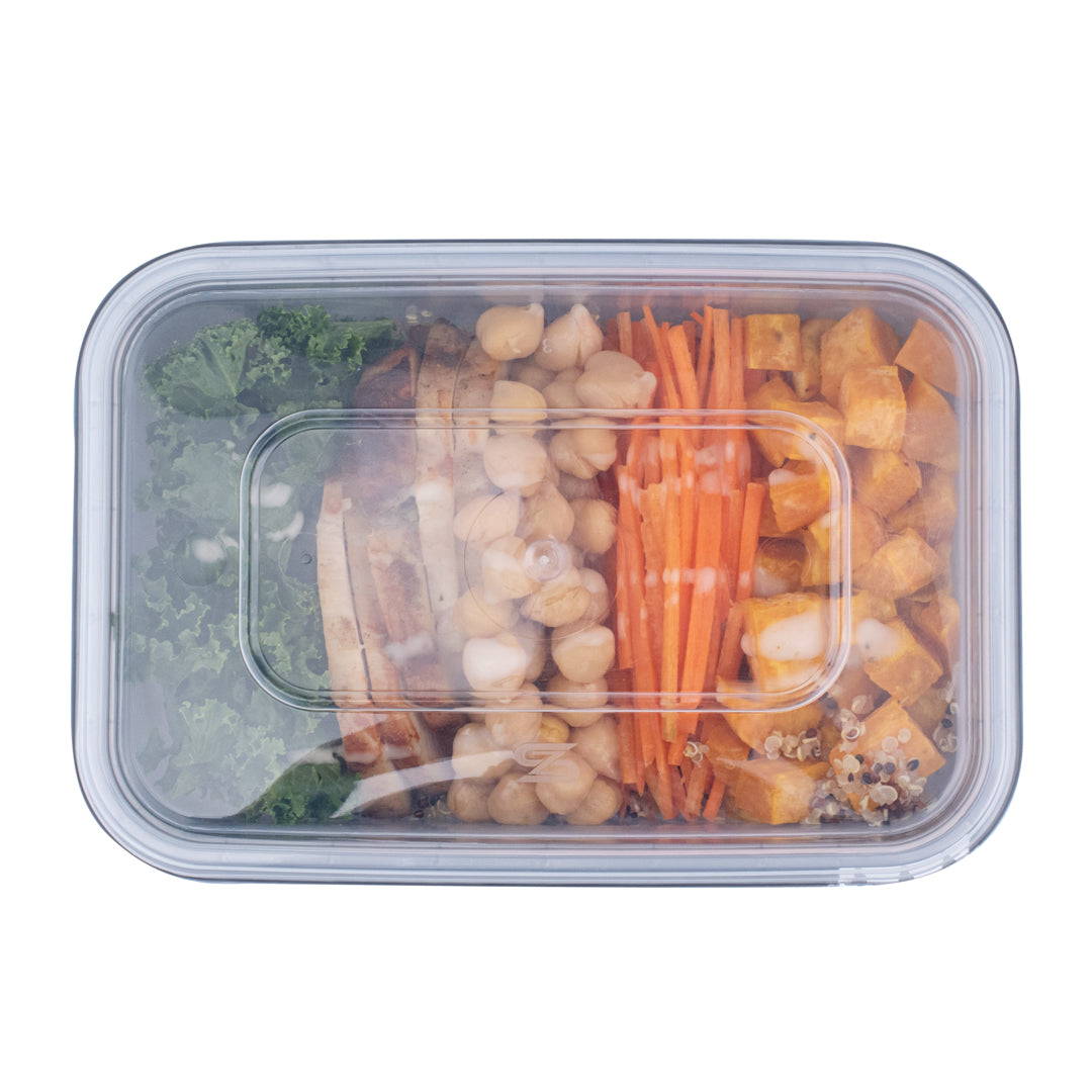 Futura 35 oz Silver Plastic Tamper-Evident Container - with Clear Lid, Microwavable - 7" x 4 3/4" x 2 3/4" - 100 count box