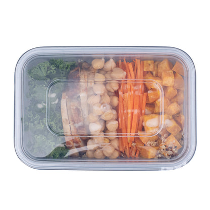Futura 35 oz Silver Plastic Tamper-Evident Container - with Clear Lid, Microwavable - 7" x 4 3/4" x 2 3/4" - 100 count box