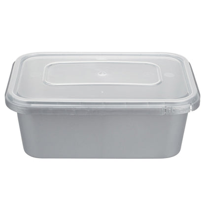 Futura 35 oz Silver Plastic Tamper-Evident Container - with Clear Lid, Microwavable - 7" x 4 3/4" x 2 3/4" - 100 count box