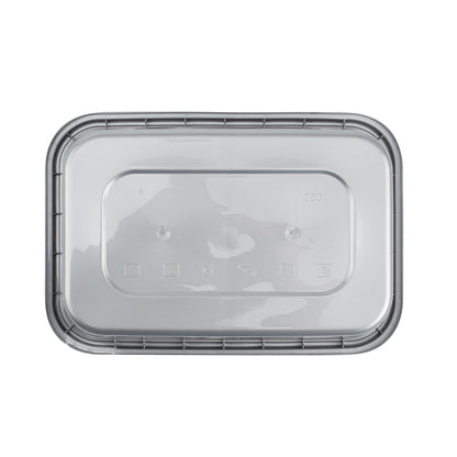 Futura 35 oz Silver Plastic Tamper-Evident Container - with Clear Lid, Microwavable - 7" x 4 3/4" x 2 3/4" - 100 count box