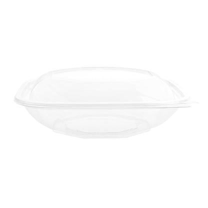 Thermo Tek 25 oz Square Clear Plastic Take Out Salad Bowl - with Lid, Anti-Fog - 7 1/2" x 7 1/2" x 2 3/4" - 100 count box