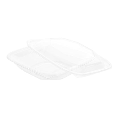 Thermo Tek 25 oz Square Clear Plastic Take Out Salad Bowl - with Lid, Anti-Fog - 7 1/2" x 7 1/2" x 2 3/4" - 100 count box