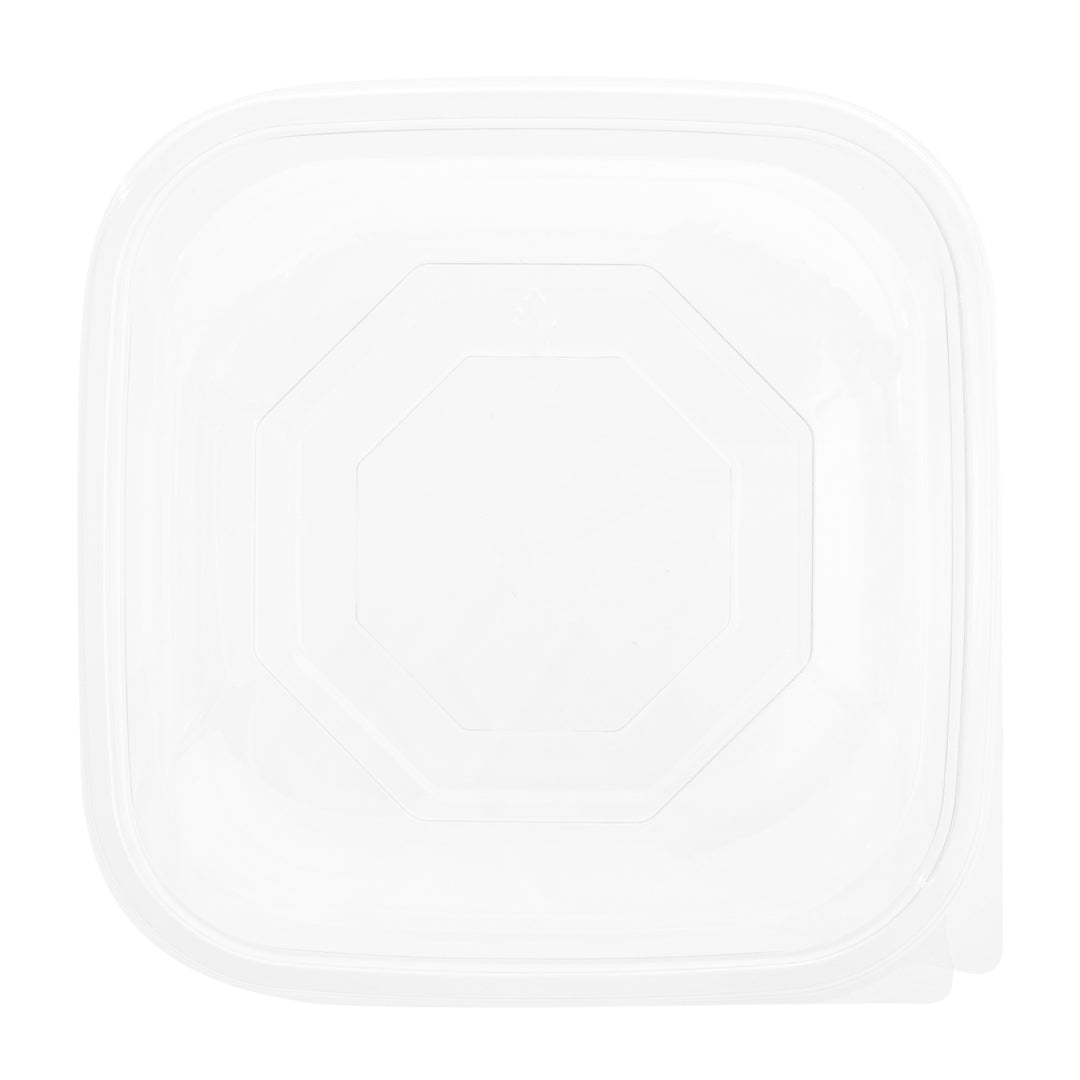 Thermo Tek 25 oz Square Clear Plastic Take Out Salad Bowl - with Lid, Anti-Fog - 7 1/2" x 7 1/2" x 2 3/4" - 100 count box