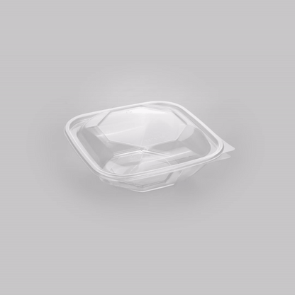 Thermo Tek 34 oz Square Clear Plastic Take Out Salad Bowl - with Lid, Anti-Fog - 7 1/2" x 7 1/2" x 3" - 100 count box