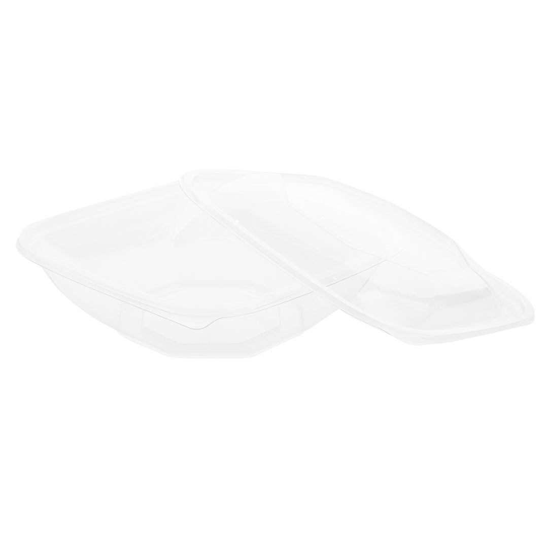Thermo Tek 34 oz Square Clear Plastic Take Out Salad Bowl - with Lid, Anti-Fog - 7 1/2" x 7 1/2" x 3" - 100 count box