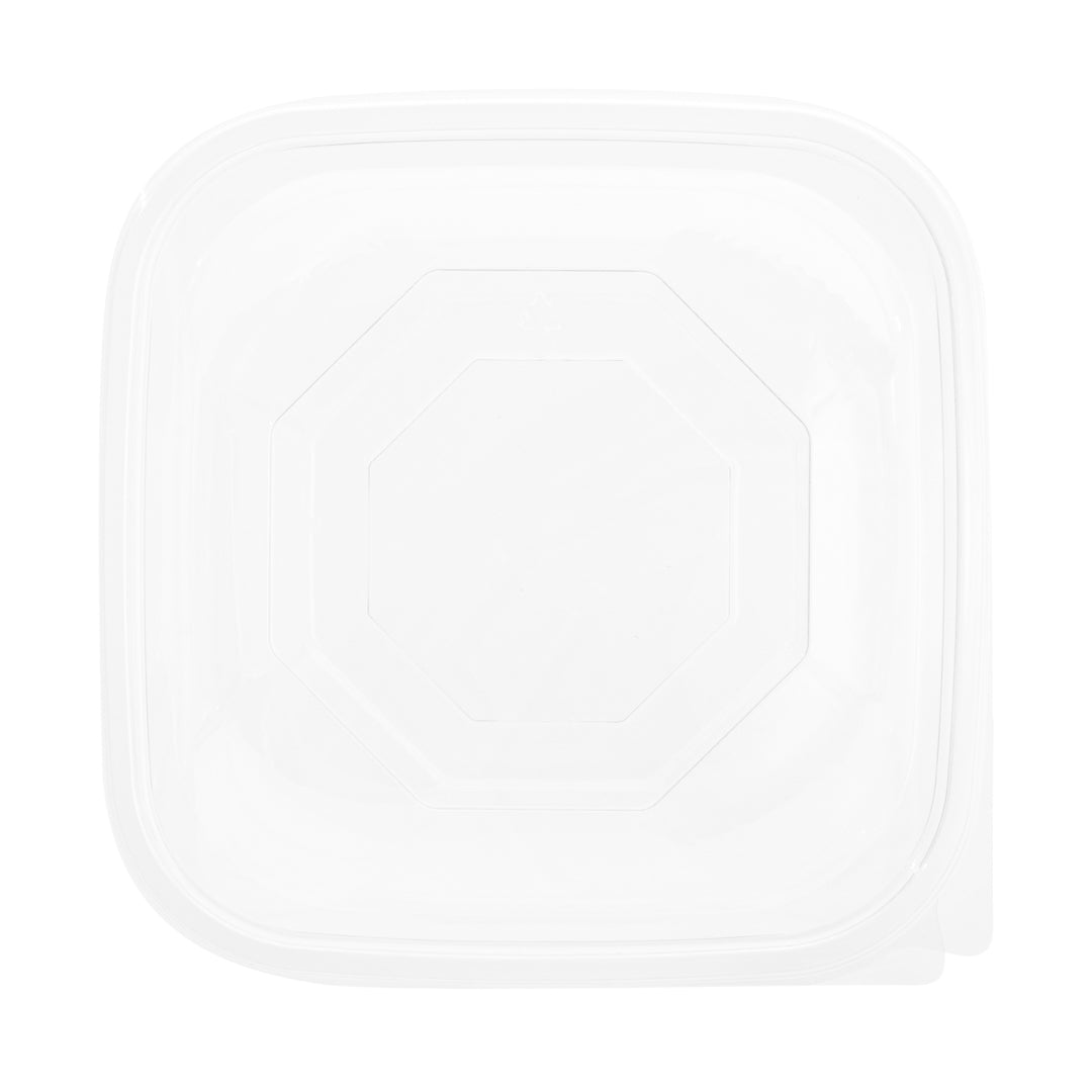 Thermo Tek 34 oz Square Clear Plastic Take Out Salad Bowl - with Lid, Anti-Fog - 7 1/2" x 7 1/2" x 3" - 100 count box