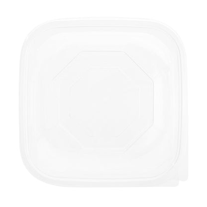 Thermo Tek 34 oz Square Clear Plastic Take Out Salad Bowl - with Lid, Anti-Fog - 7 1/2" x 7 1/2" x 3" - 100 count box