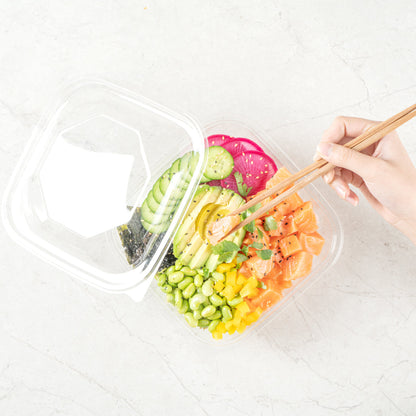 Thermo Tek 34 oz Square Clear Plastic Take Out Salad Bowl - with Lid, Anti-Fog - 7 1/2" x 7 1/2" x 3" - 100 count box