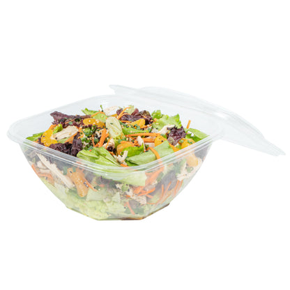 Thermo Tek 51 oz Square Clear Plastic Take Out Salad Bowl - with Lid, Anti-Fog - 7 1/2" x 7 1/2" x 4 1/4" - 100 count box