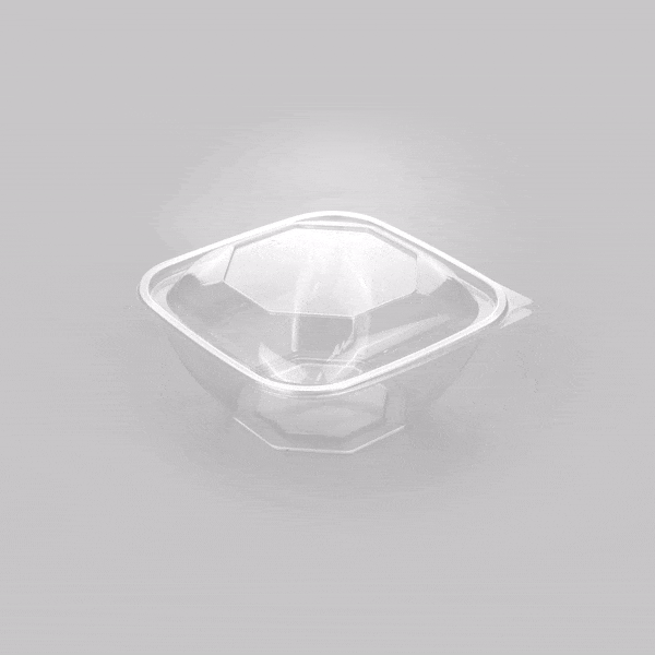 Thermo Tek 51 oz Square Clear Plastic Take Out Salad Bowl - with Lid, Anti-Fog - 7 1/2" x 7 1/2" x 4 1/4" - 100 count box