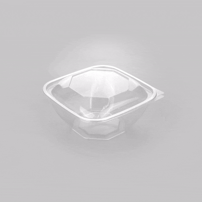 Thermo Tek 51 oz Square Clear Plastic Take Out Salad Bowl - with Lid, Anti-Fog - 7 1/2" x 7 1/2" x 4 1/4" - 100 count box