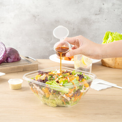 Thermo Tek 51 oz Square Clear Plastic Take Out Salad Bowl - with Lid, Anti-Fog - 7 1/2" x 7 1/2" x 4 1/4" - 100 count box