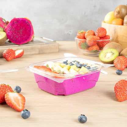 Thermo Tek 12 oz Rectangle Clear Plastic Deli / Snack Container - with Hinged Lid, Anti-Fog - 10" x 6" x 1 3/4" - 100 count box