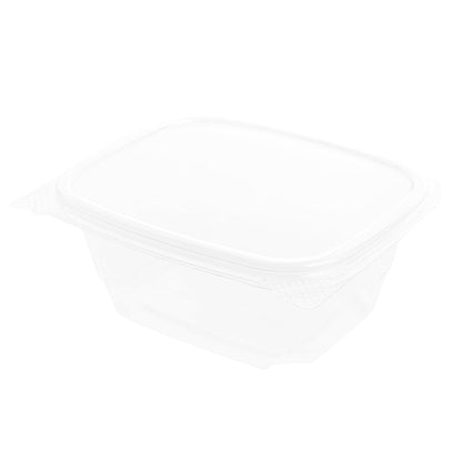Thermo Tek 16 oz Rectangle Clear Plastic Deli / Snack Container - with Hinged Lid, Anti-Fog - 5 3/4" x 5" x 2 1/2" - 100 count box